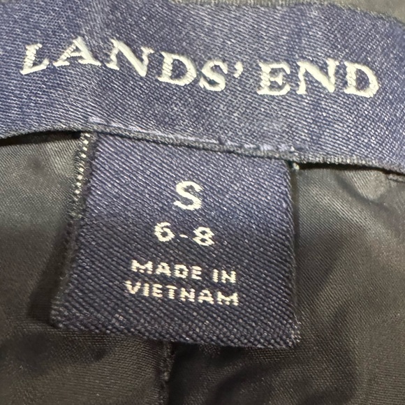 Women's LANDS' END Black Blue Goose Down Quilt Snap-Up Puffer Vest SMALL Y2K - Picture 12 of 13